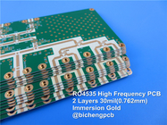 RO4535 Hochfrequenz-Antennen-Leiterplatte 2-Layer PWBs Rogers 4535 30mil 0.762mm mit Immersions-Gold