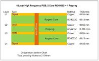 4 Schicht Hochfrequenz-PWB auf 2 Kernen von 32mil 0.813mm RO4003C und von 12mil RO4450F für Ultrahochfrequenz-Koppler