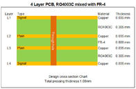 Hybrides mehrschichtiges hybrides HochfrequenzpWB PWB-6-Layer gemacht auf 12mil 0.305mm RO4003C und FR-4