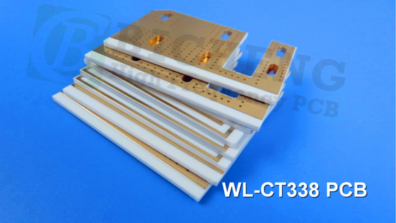 WL-CT-Hochfrequenz-PCB-SchaltflächeHoch TG-Wert über 280°C-Schaltfläche doppelseitig 1,6 mm WL-CT338-PCB mit Eintauchergoldbeschichtung